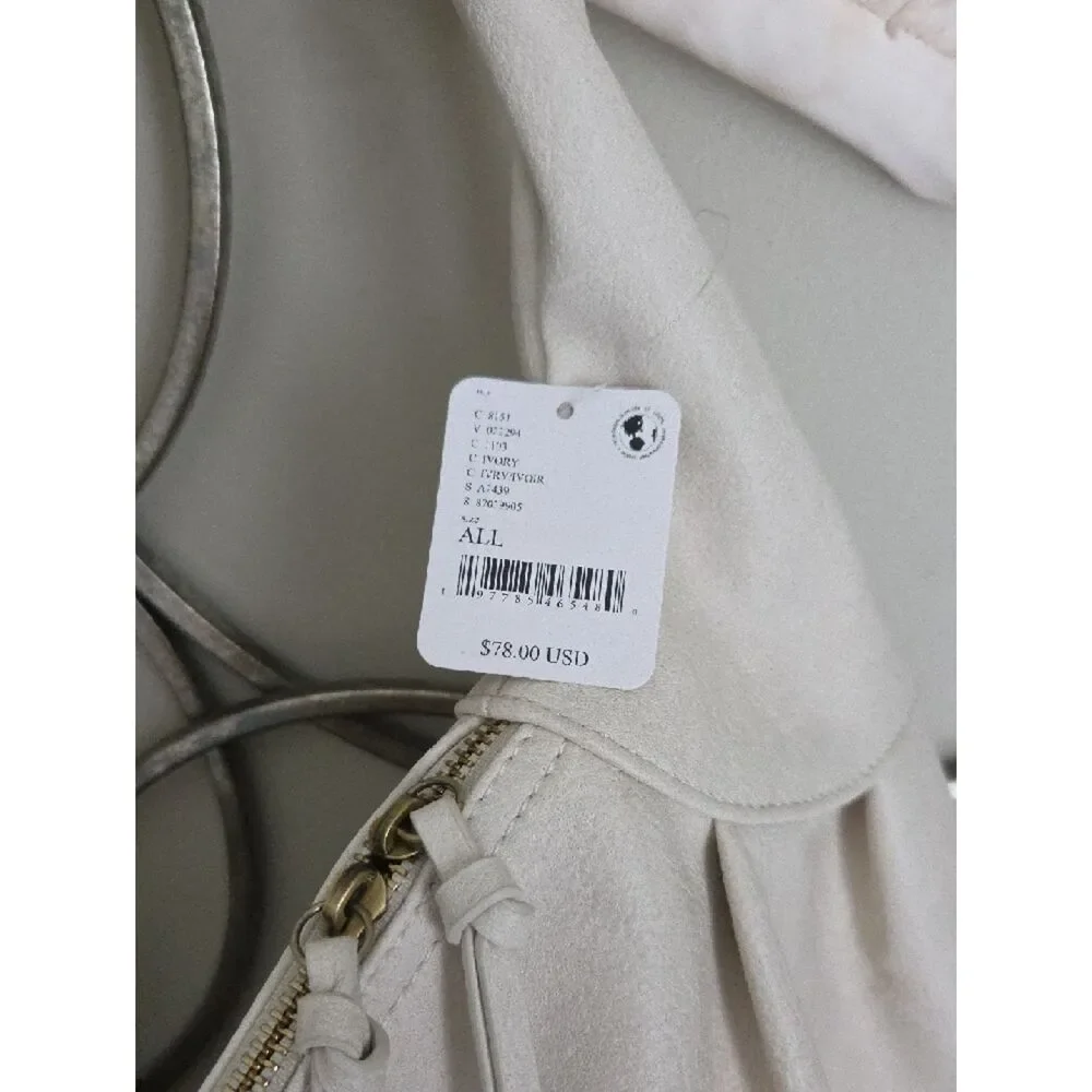 Free People Soft Ivory Hobo Bag with Slouchy Strap